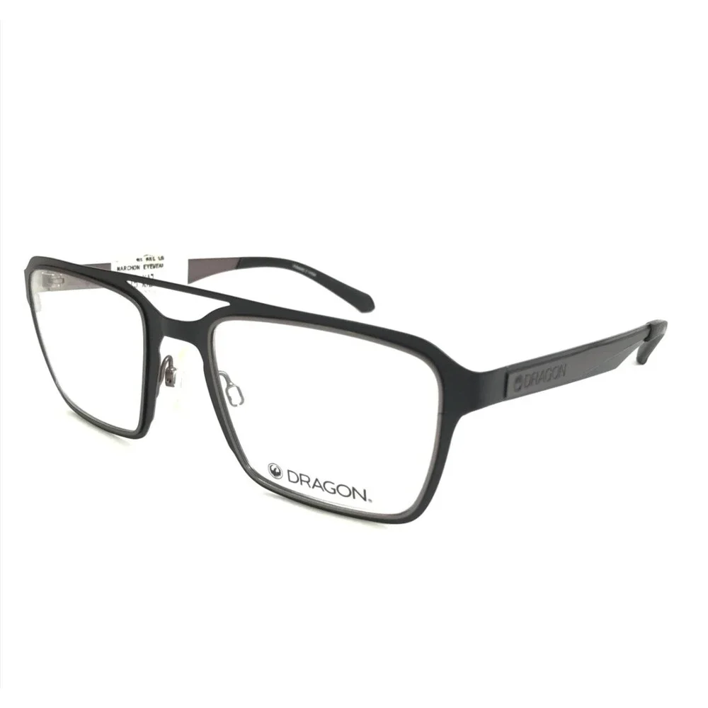 Dragon Eyeglasses Frames KAZ DR175 002 Satin Black Gunmetal Full Rim 52-20-140